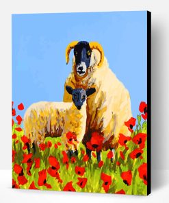Sheep And Poppies Paint By Number