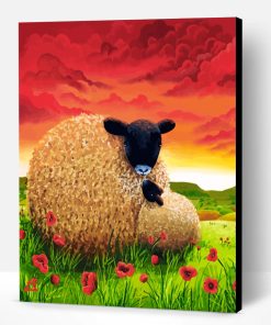 Sheep In Poppy Field Paint By Number
