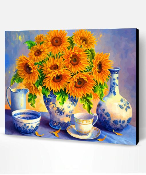 Sunflowers And Tea Set Paint By Number