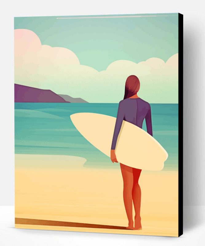 Surfer Woman Illustration Paint By Number