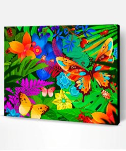 Tropical Flowers And Butterflies Paint By Number