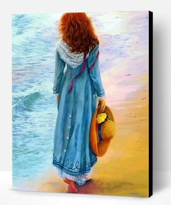 Woman Walking By Sea Paint By Number