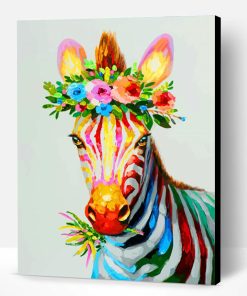 Zebra With Flowers Paint By Number