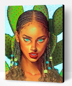 Black Woman And Cactus Paint By Number