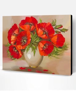 Aesthetic Vase Of Poppy Flowers Paint By Number