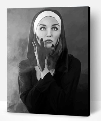 Black And White Nun Paint By Number