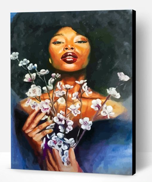 Black Woman And Flowers Paint By Number