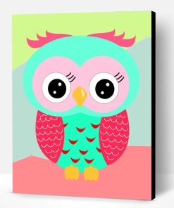 Teal And Pink Owl Paint By Number