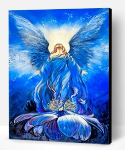 Blue Angel Of Love In A Lotus Flower Paint By Number
