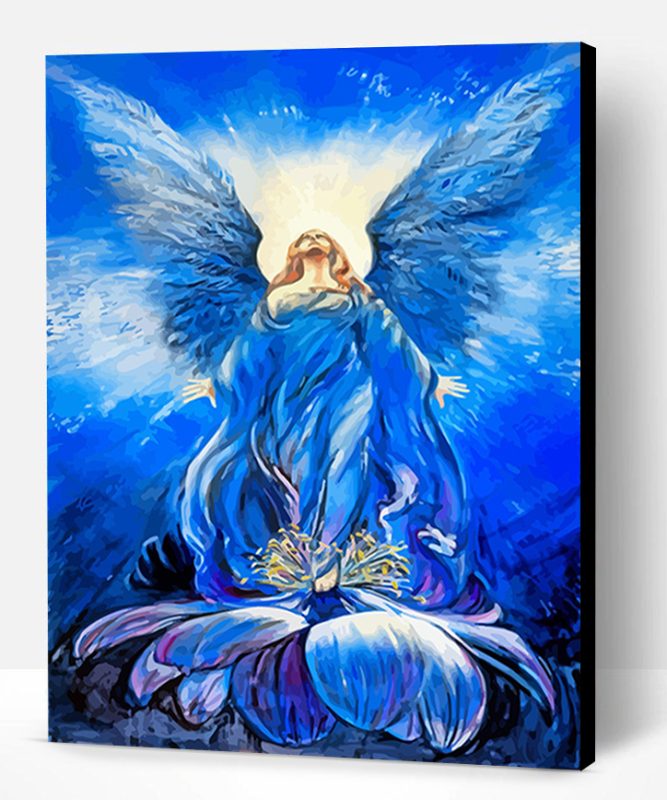 Blue Angel Of Love In A Lotus Flower Paint By Number