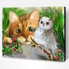 Cat And Snowy Owl Paint By Number