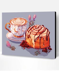 Coffee And Sweet Cake With Choclate Paint By Number