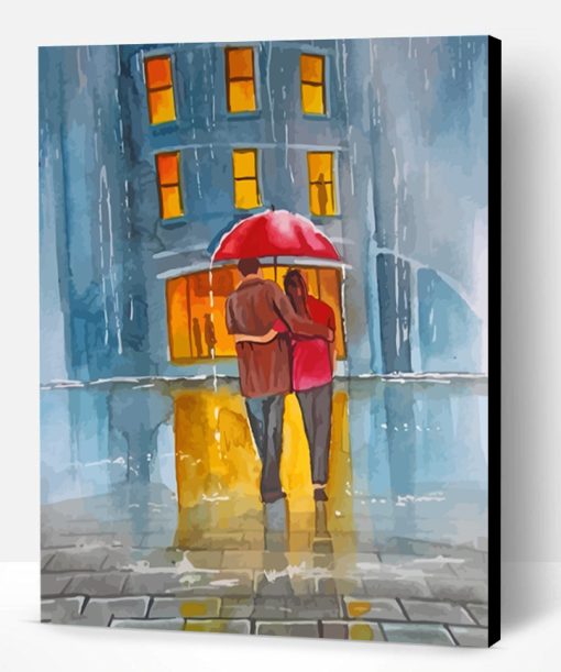 Couple Under The Same Umbrella Paint By Number