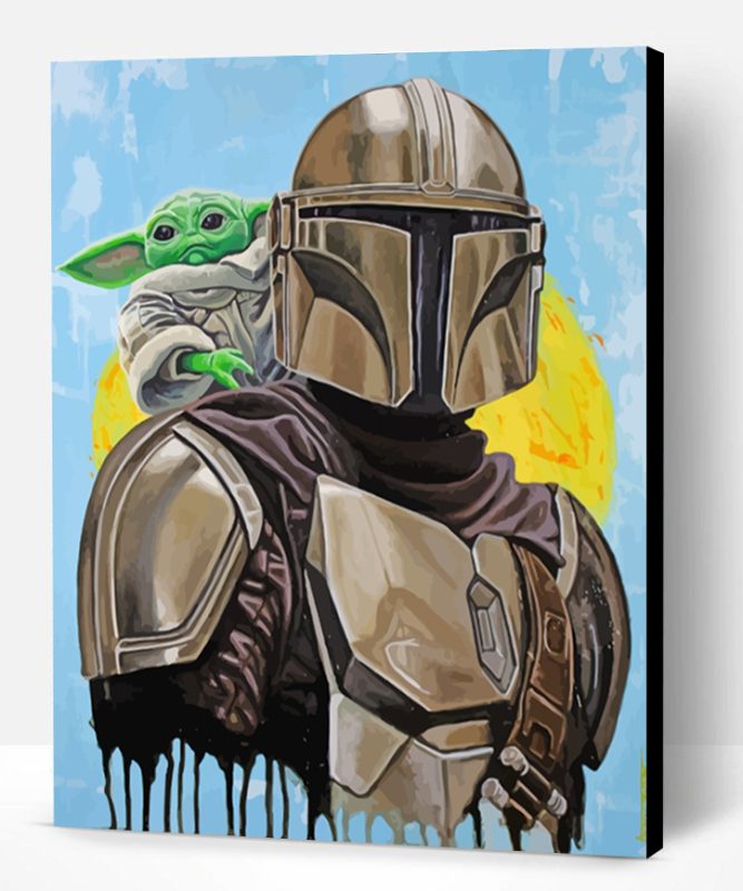 Mandalorian And Cute Baby Yoda Paint By Number
