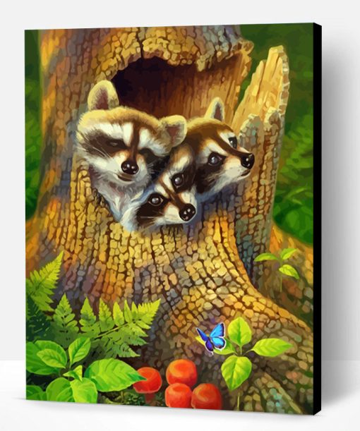 Cute Raccoons Paint By Number