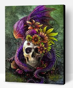 Dragon With Skull And Flowers Paint By Number