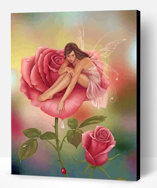 Fairy And Pink Rose Paint By Number