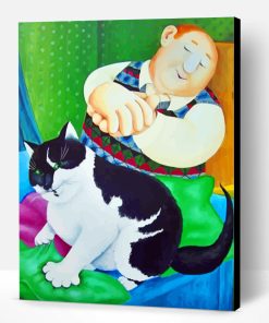 Fat Man And Cat Paint By Number
