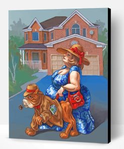 Fat Woman And Dog Paint By Number