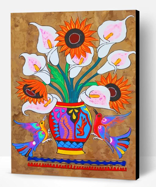 Flowers And Birds Mexican Folk Art Paint By Number