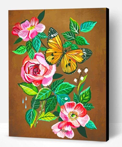 Flowers And Butterfly Paint By Number