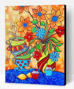Flowers And Cups Paint By Number