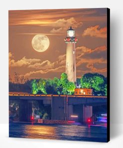 Full Moon Jupiter Lighthouse Paint By Number