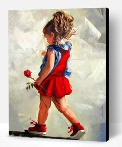Girl Holding A Rose Paint By Number