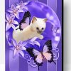 Kitten With Purple Butterflies Paint By Number