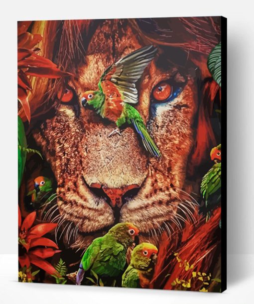 Lion And Parrots Paint By Number