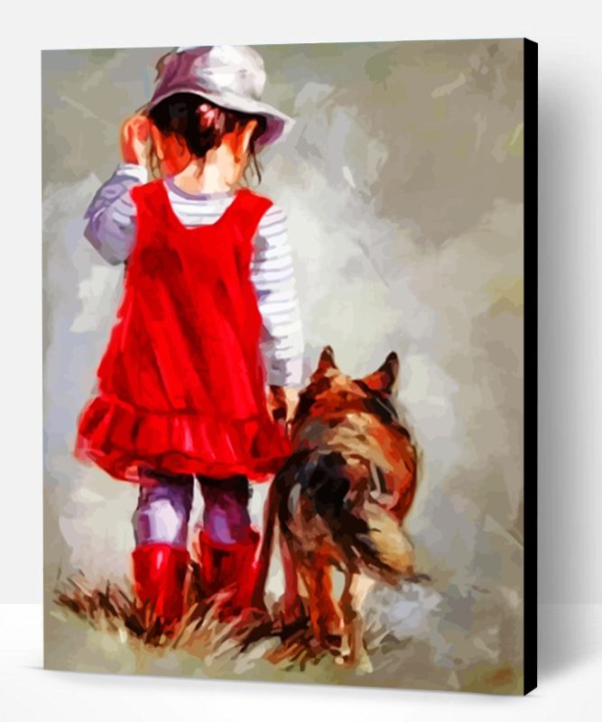 Little Girl With Her Dog Paint By Number