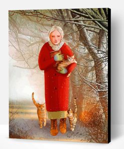 Old Woman And Her Kitties Paint By Number