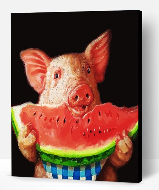 Pig Eating Watermelon Paint By Number