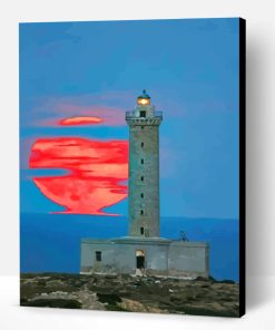 Red Moon Lighthouse Paint By Number