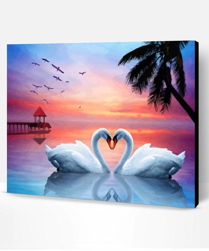Romantic White Swans Paint By Number