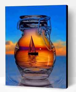 Ship In Glass Bottle Paint By Number