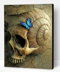 Skeleton And Blue Butterfly Paint By Number