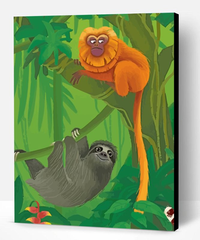 Sloth And Monkey Paint By Number