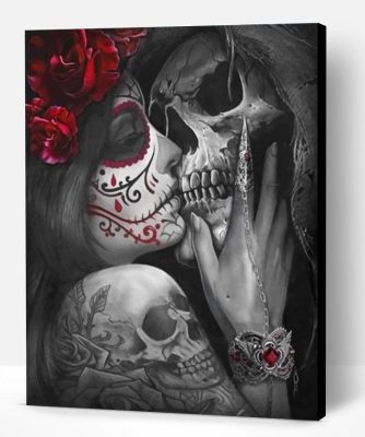 Sugar Skull Kissing Skeleton Paint By Number