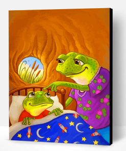 Frog Momy Taking Care Of Her Son Paint By Number