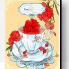 Tea With Red Flowers Paint By Number