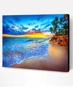 Tropical Island Beach Sunset Paint By Number