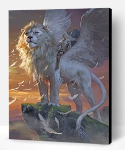 White Lion With Griffin Wings Paint By Number