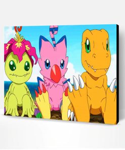 Agumon Biyomon And Palmon Paint By Number