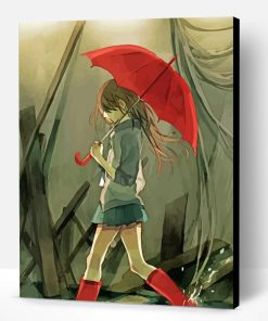 Anime Girl Holding Umbrella Paint By Number