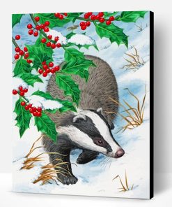 Badger In Snow Paint By Number