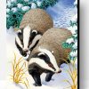 Badgers Animals In Snow Paint By Number