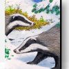 Badgers In Snow Paint By Number