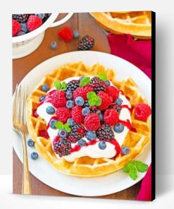 Belgian Waffle With Fruits Paint By Number