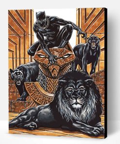 Black Panthers And Black Lion Paint By Number
